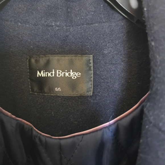 Mind Bridge Navy Blue Wool Blend OverCoat Size Large - Picture 2 of 6